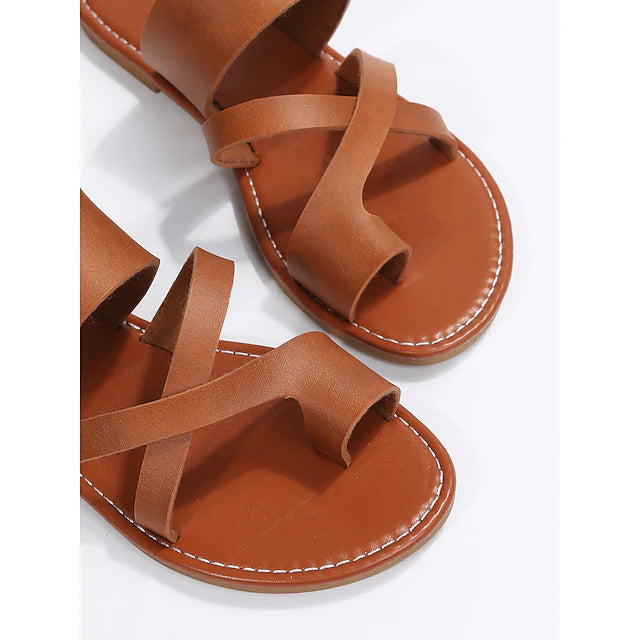 Women's Sandals Plus Size Daily Summer Flat Heel Round Toe Minimalism Walking Shoes
