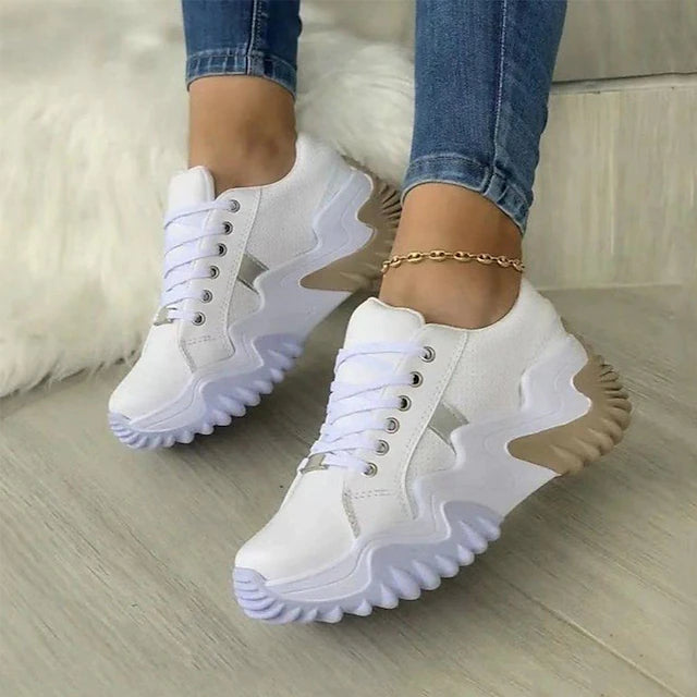 Women's Sneakers Plus Size Lace-up Flat Heel Round Toe Sporty Casual Outdoor Office