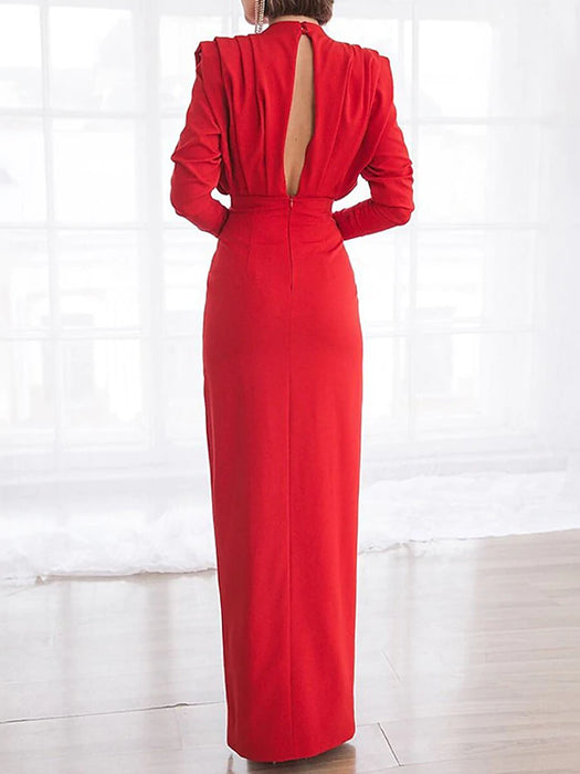 Women's Party Dress Sheath Dress Long Dress Maxi Dress Red Black Long Sleeve
