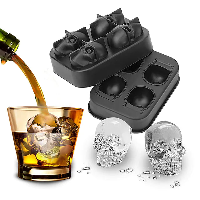 4 Ice Cube Skull Ball Skeleton Mold DIY Skull Ice Box Silicone Mold DIY Homemade for Party Bar Halloween