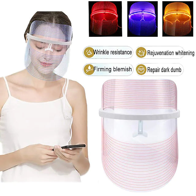 3 Colors Led Facial Mask Led Korean Photon Therapy Face Mask Machine Light Therapy