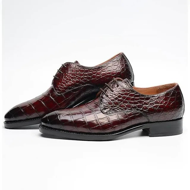 Men's Oxfords Retro Formal Shoes Dress Shoes Crocodile Pattern Vintage Classic