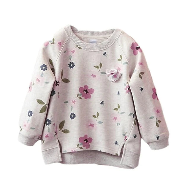 Kids Girls' Floral Long Sleeve Streetwear Gray