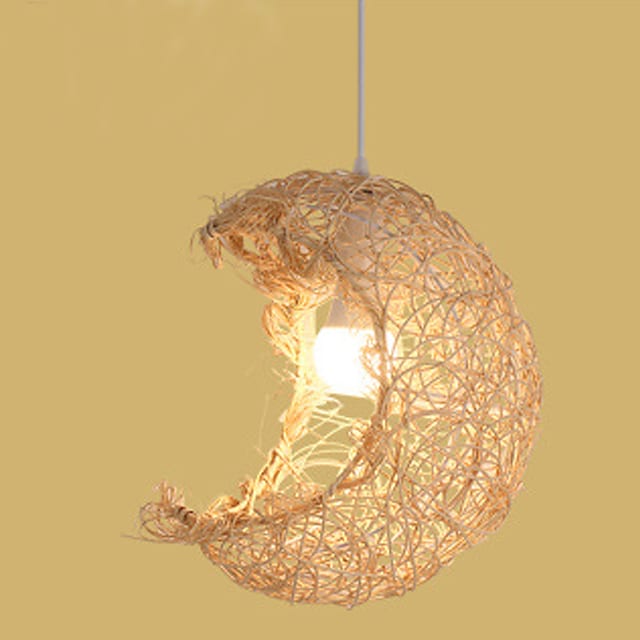 LED Pendnat Light Bamboo Lantern Design Chandelier Retro 32cm E26/E27