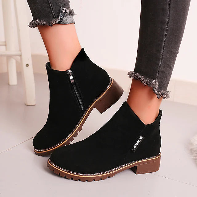 Women's Boots Suede Shoes Booties Ankle Boots Winter Block Heel Round Toe