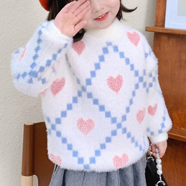 Toddler Girls' Sweater Heart School Long Sleeve Active 7-13 Years Winter
