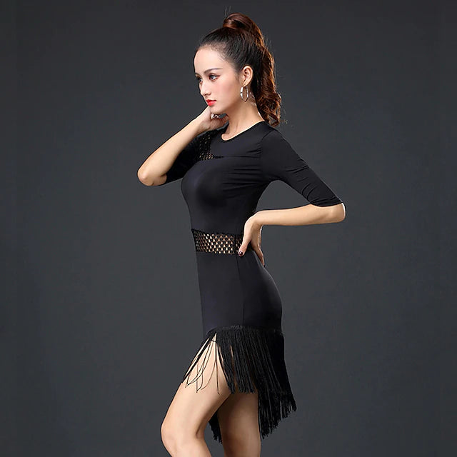 Latin Dance Activewear Dress Tassel Hollow-out