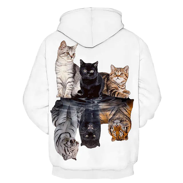 Kids Girls' Hoodie & Sweatshirt Long Sleeve Cat Graphic 3D Animal Print