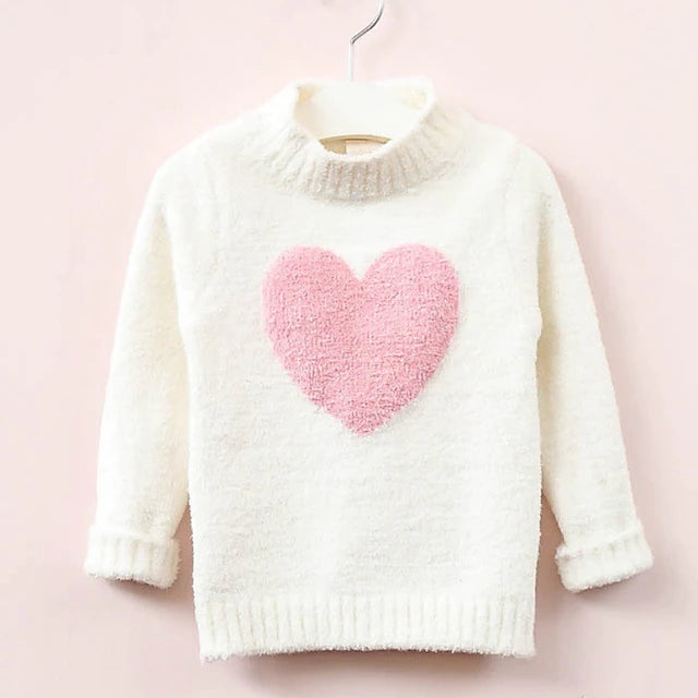 Kids Girls' Sweater Graphic Outdoor Long Sleeve Cute 2-8 Years Winter Pink Yellow White