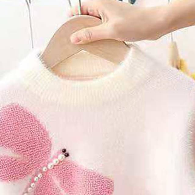 Kids Girls' Sweater Long Sleeve White Pink Butterfly Daily Outdoor