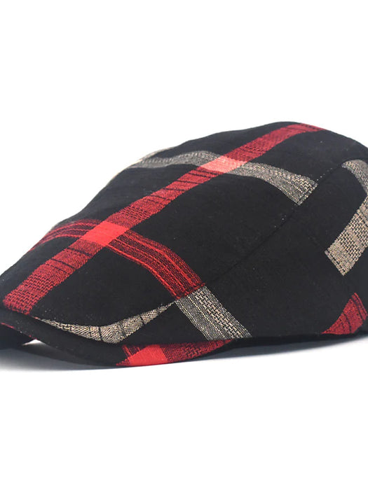 Men's Flat Cap Black Red Cotton Two tone 1920s Fashion Casual Outdoor