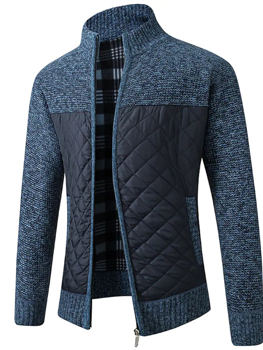 Men's Unisex Cardigan Zipper Color Block Stylish Long Sleeve