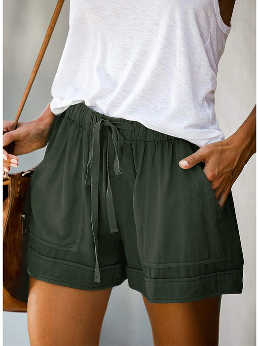 Women's Basic Essential Casual Shorts Wide Leg Baggy Pocket Short Pants