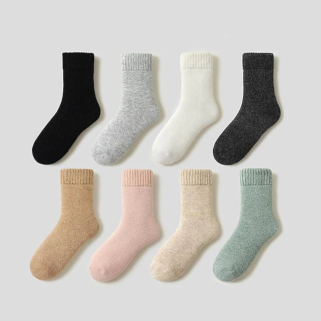 Women's Crew Socks Thick Winter Warm Socks Home Office Work Solid Color