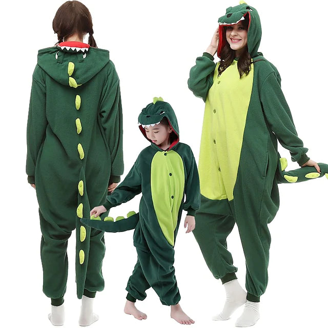 Kid's Adults' Kigurumi Pajamas Dinosaur Patchwork Onesie Pajamas