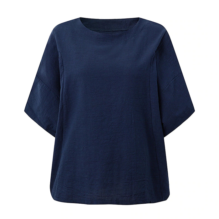 Women's Plus Size Curve Tops Blouse T shirt Tee Plain Half Sleeve Crewneck