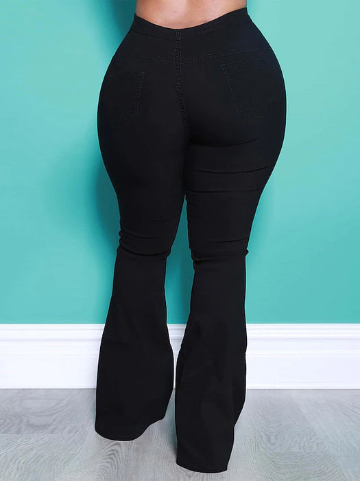 Women's Plus Size Curve Pants Jeans Solid Color Casual Streetwear