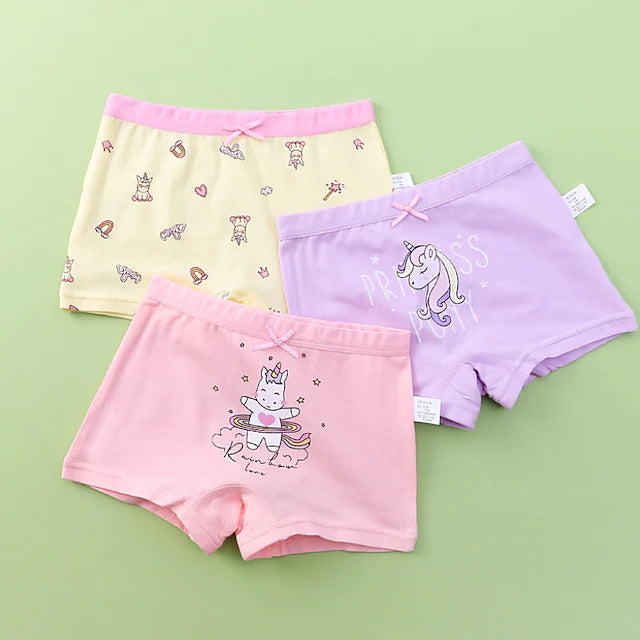 Kids Girls' 3 Pieces Underwear Purple Pink Dusty Rose Print Animal