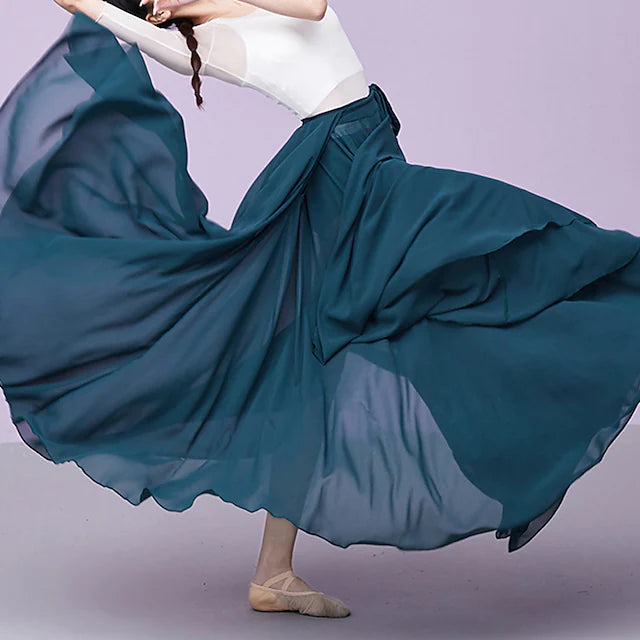 Dance Costumes Skirts Pure Color Women's Performance Training Daily Wear Natural Chiffon