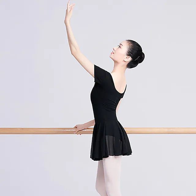 Ballet Dress Solid Women's Training Performance Short Sleeve High Cotton Blend
