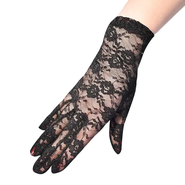Women's Lace Gloves Wedding Party Evening Gift Polyester Simple Bridal Gloves Sexy 1 Pair