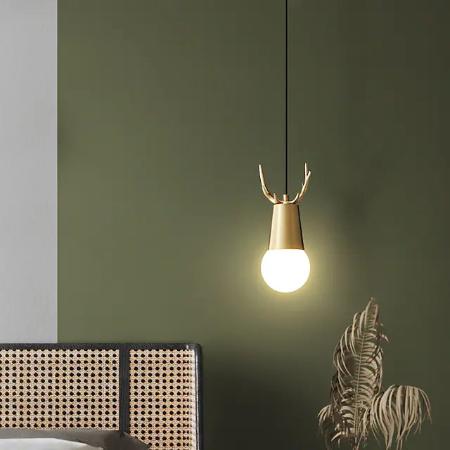 LED Pendant Light Single Hanging Light Fixture Copper Cord Adjustable