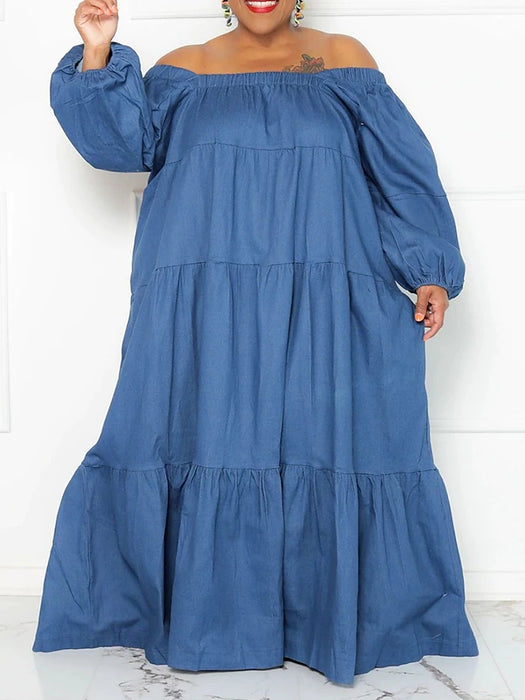Women's Plus Size Casual Dress Denim Dress Swing Dress Solid Color