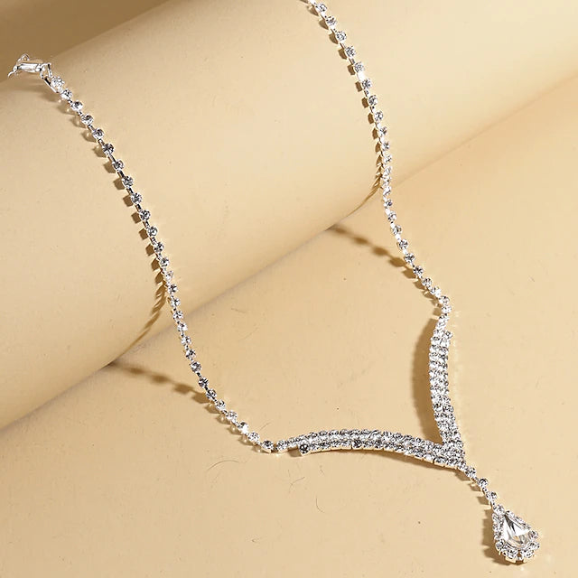 Bridal Jewelry Sets 2pcs Clear Rhinestone Alloy 1 Necklace Earrings