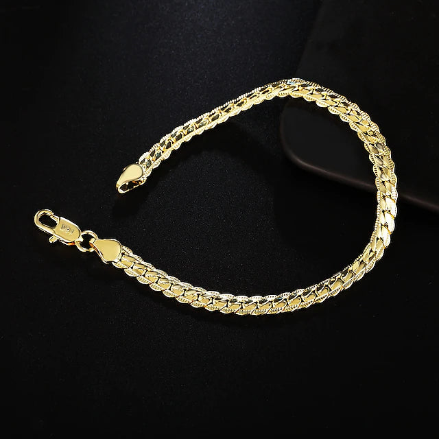 Women's Men's Chain Bracelet Twisted Baht Chain Snake Basic Classic