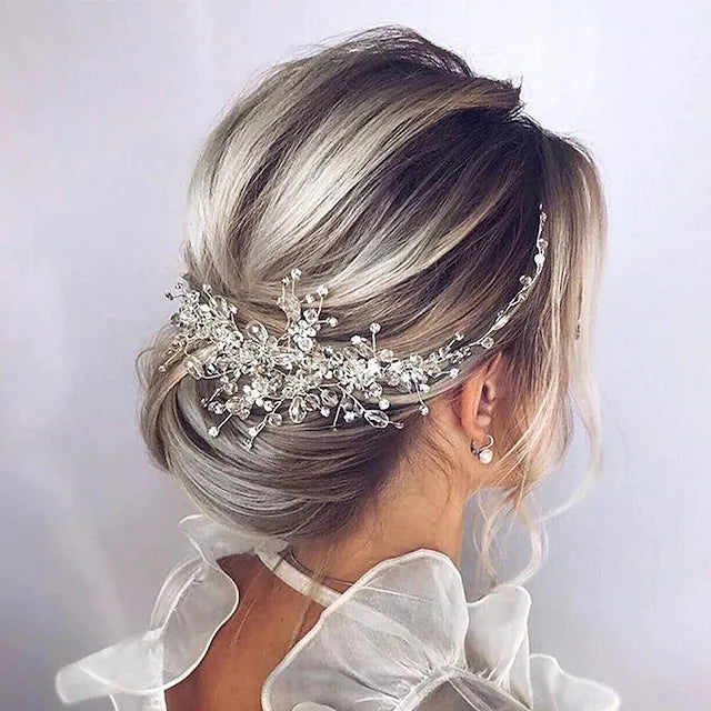 Bride Flower Wedding Hair Vine Crystal Bridal Hair Piece