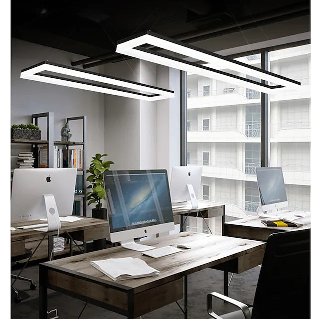 90 cm LED Pendant Light Square Design Black Modern Island Light
