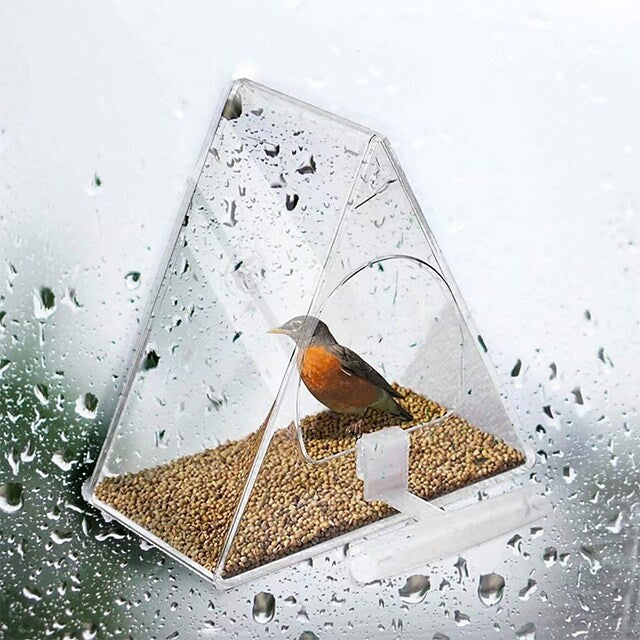 Transparent Acrylic Wild Bird Feeder Outdoor Hanging Suction Bird Food Holder