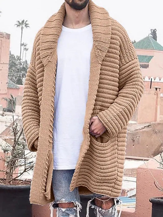 Men's Unisex Cardigan Sweater Knitted Solid Color Stylish Vintage