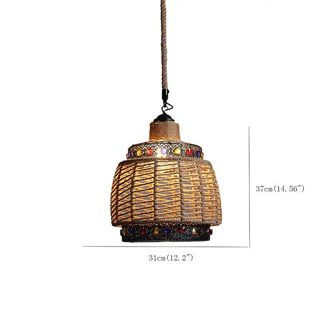 Rattan Woven Pendant Lamp 37cm Natural Simple Hand Weaved Pendant