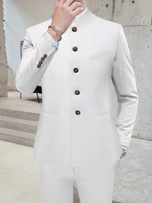 Men's Wedding Suits 2 Piece Solid Colored Standard Fit Single Breasted Two-buttons 2023