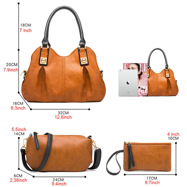 Women's Bag Sets 2022 Handbags Bag Set PU Leather 4 Pieces Purse Set