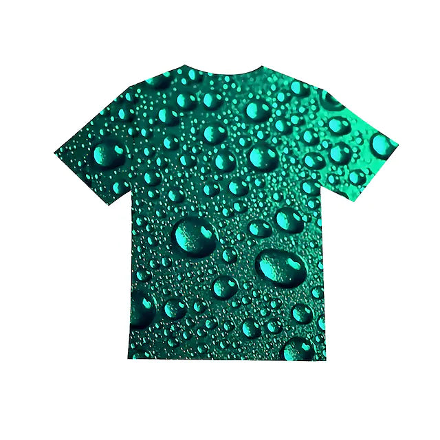 Kids Boys' T shirt Short Sleeve Green 3D Print Optical Illusion Color Block
