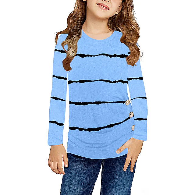 Kids Girls' T shirt Stripe Casual Long Sleeve Active 7-13 Years