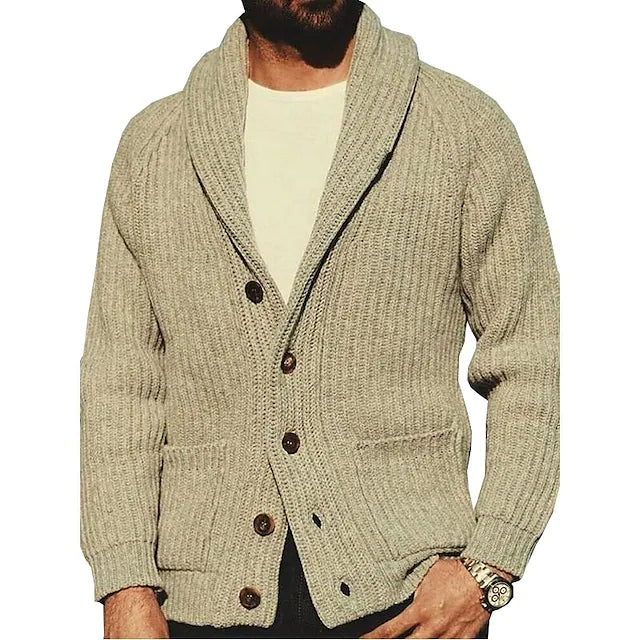 Men's Sweater Cardigan Knit Knitted Solid Color V Neck Stylish Vintage
