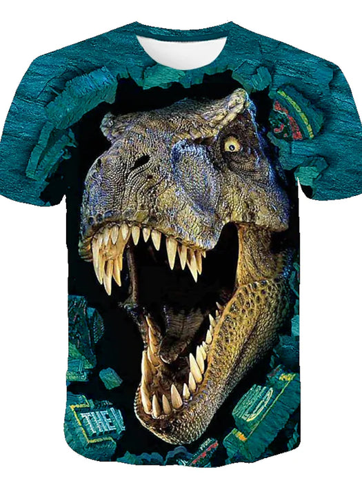 Kids Boys' T shirt Tee Short Sleeve Dinosaur 3D Print Color Block Animal