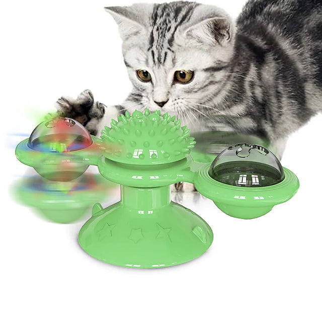 Cat Teasers Interactive Toy Rotating Toy Cat Toys Set Windmill Interactive Cat Toys