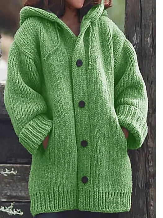 Women's Cardigan Knitted Button Solid Colored Solid Color Basic Casual Soft