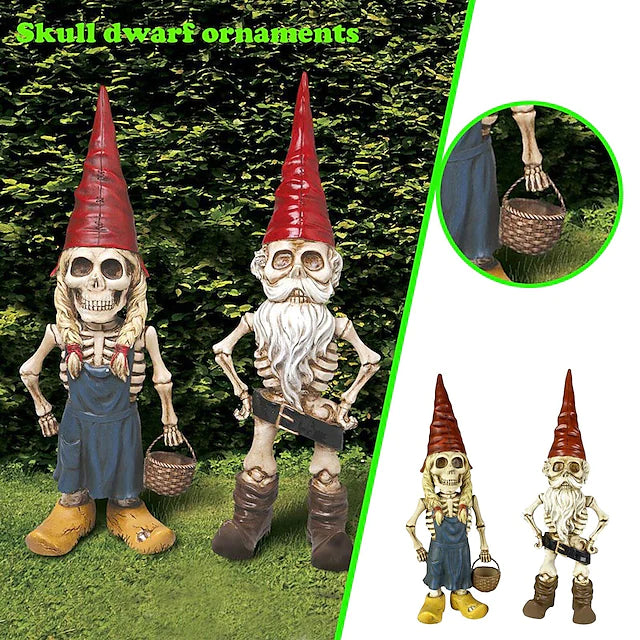 Halloween Skeleton Men And Women Red Hat Bone Resin Ornaments Halloween Gardening Decorative Crafts