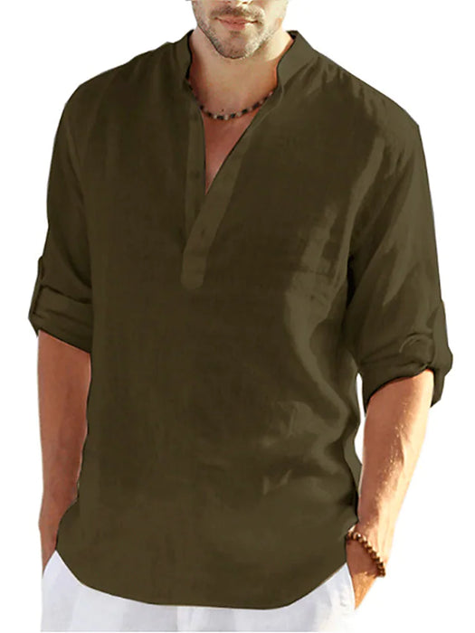 Men's Shirt Solid Color Henley