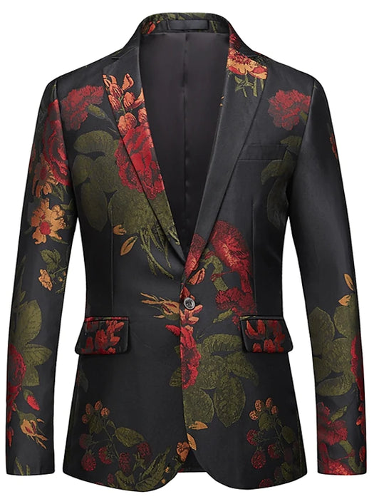 Men's Blazer Party Going out Active Streetwear Floral Regular Fit