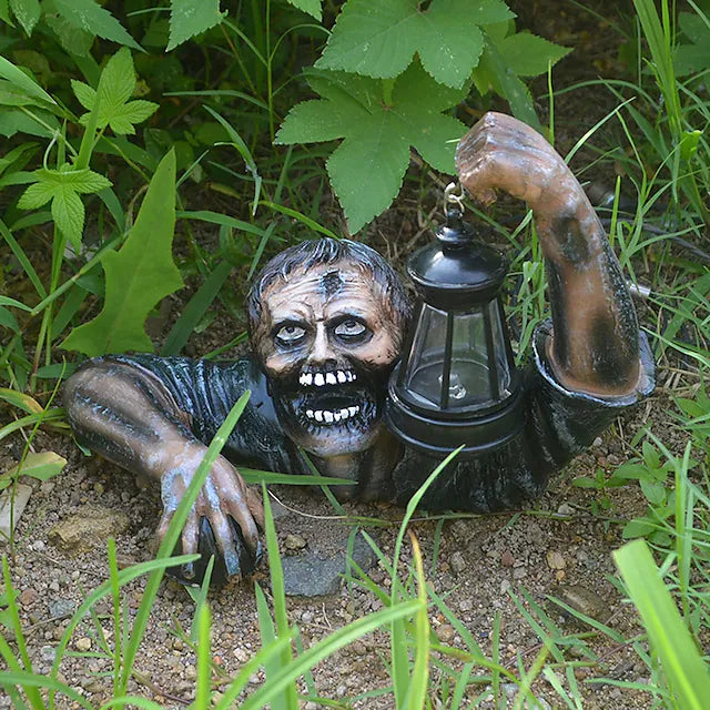 Halloween Zombie Lantern Resin Craft Ornament Outdoor Garden Decorations Horror Zombie Statue