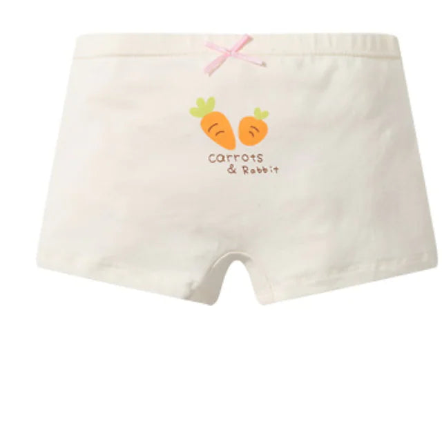 Kids Girls' 4 Pieces Underwear White Cartoon Print Basic Home 3-12 Years / Cotton