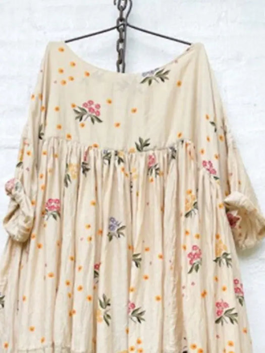 Women's Plus Size Casual Dress Floral Crew Neck Print Half Sleeve