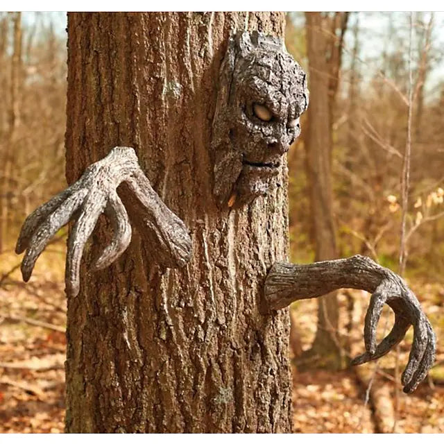 Halloween Stand Alone Bark Face Tree Monster Facial Makeup Facial Features Decorations Easter Creative Props