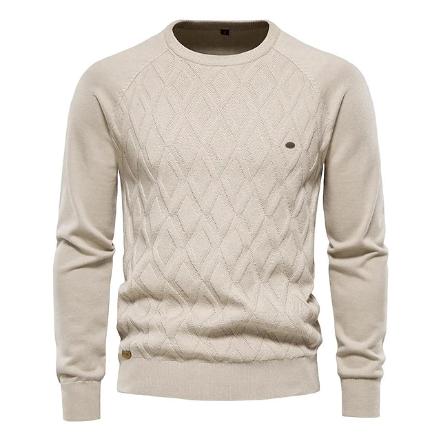 Men's Sweater Pullover Jumper Knit Knitted Solid Color Crew Neck